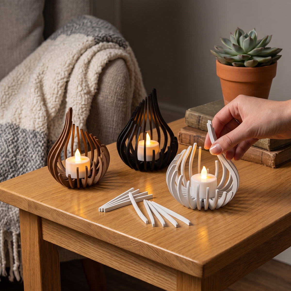 Modern Tasarım Tealight Mumluk - Pilli Tealight Hediye